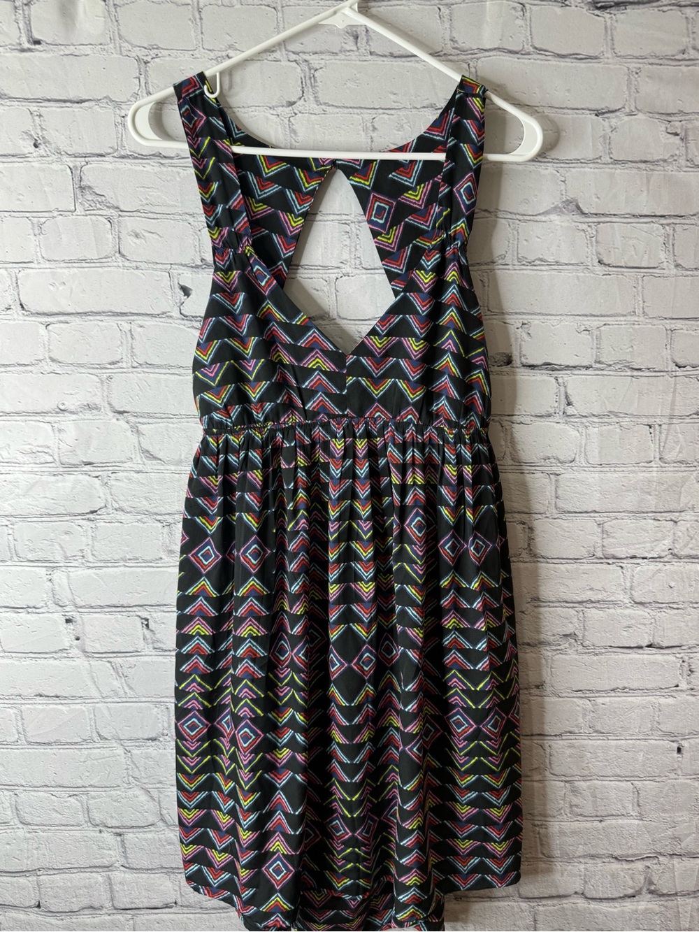 Vintage Roxy Black Geometric Print Cutout Sundress